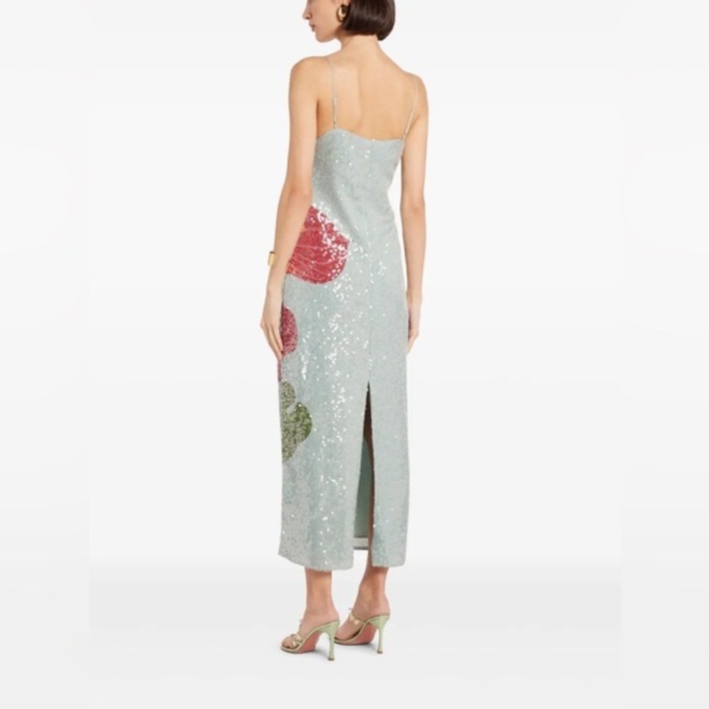 Farm Rio Anthurium Flowers Slip Dress in Blue - Picture 2 of 6